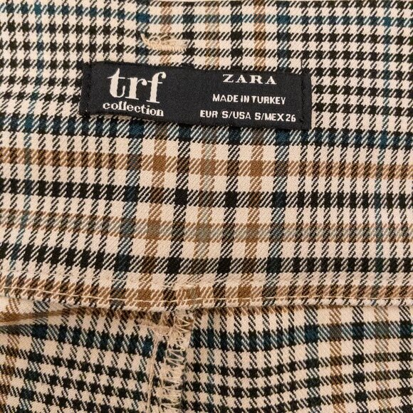 Zara TRF Plaid High-Waisted Paperbag Pants with Belt | Size S / 26 | Classic - Picture 3 of 4